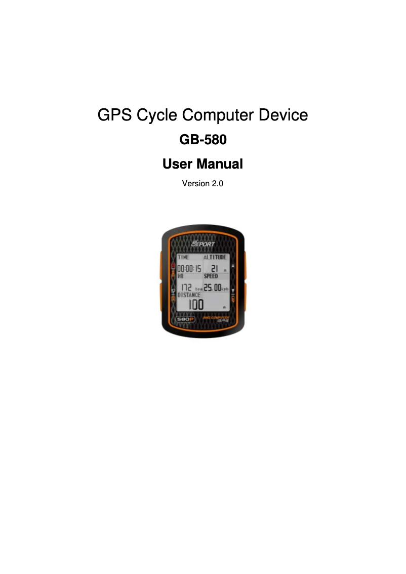 Page n°1 - Manuel utilisateur GlobalSat GB-580