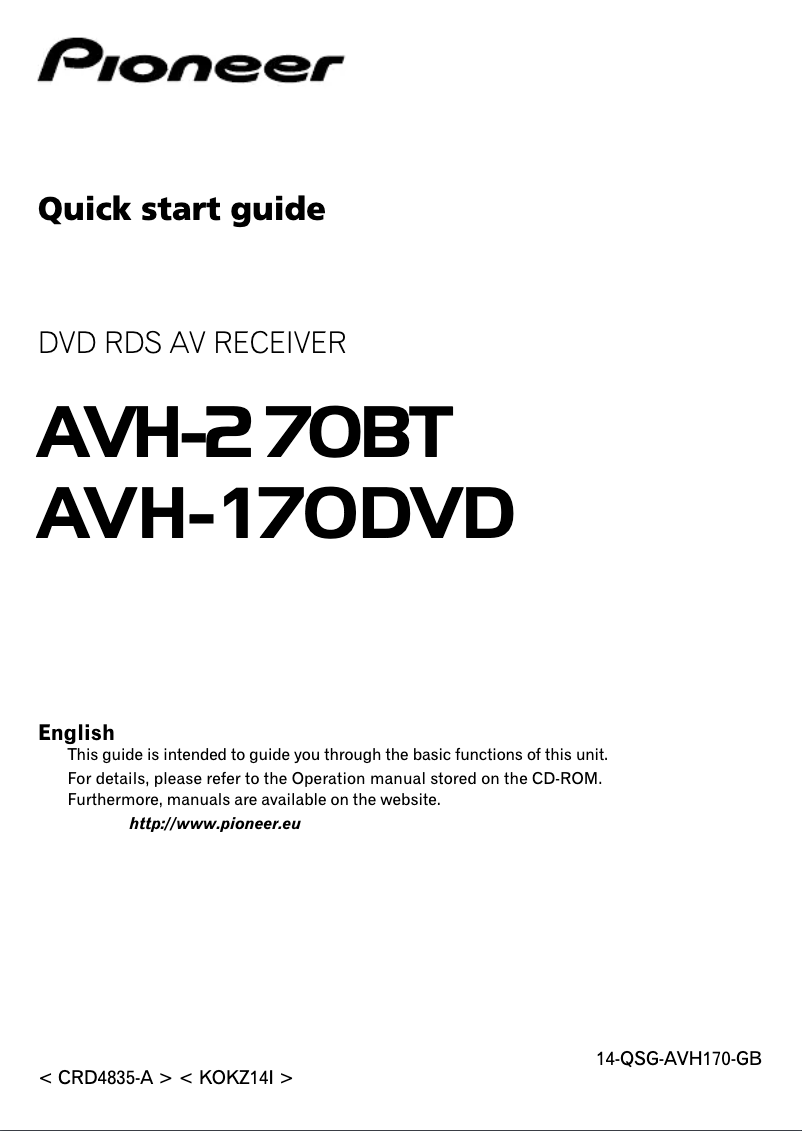 Image de la première page du manuel de l'appareil AVH-270BT