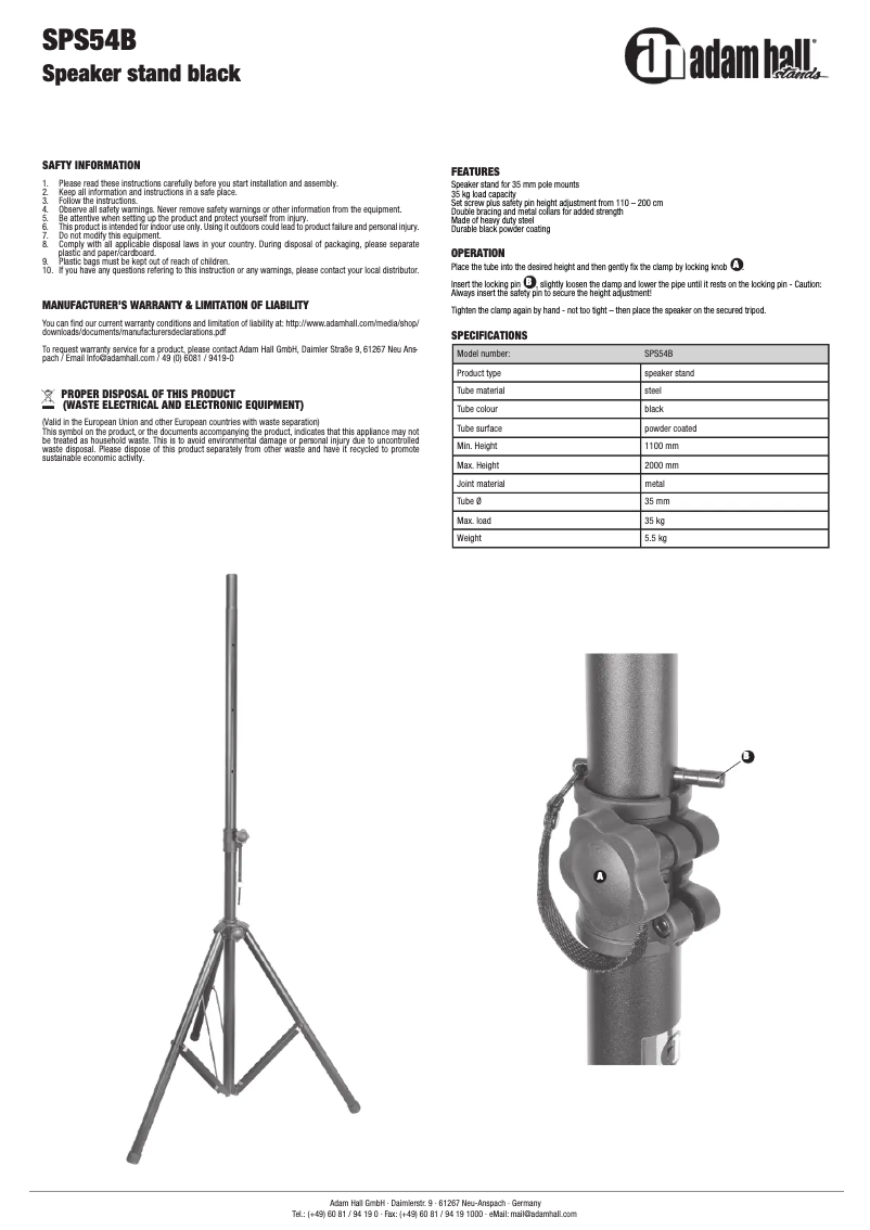 Image de la première page du manuel de l'appareil SPS54B