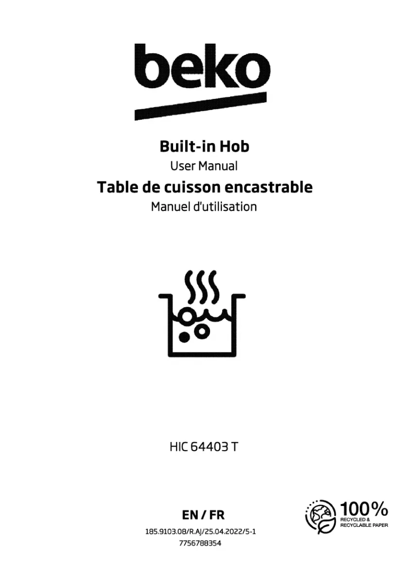 Page 1 of the manual User Manual Beko HIC 64403 T