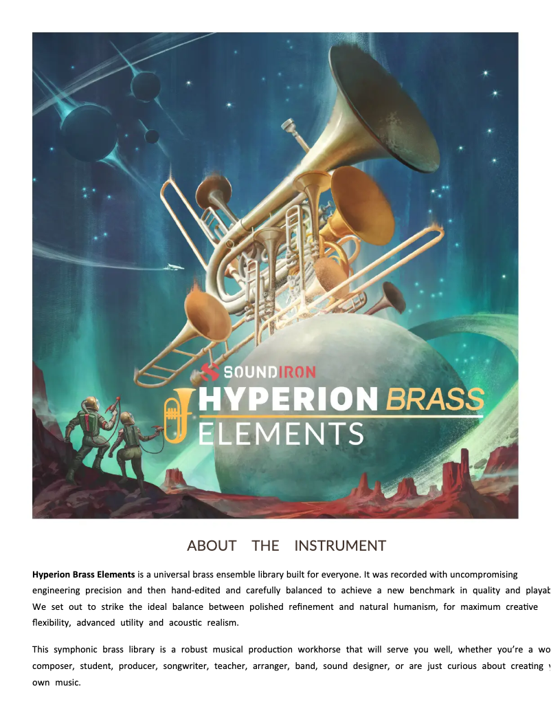Page n°1 - Manuel utilisateur Steinberg Hyperion Brass Elements