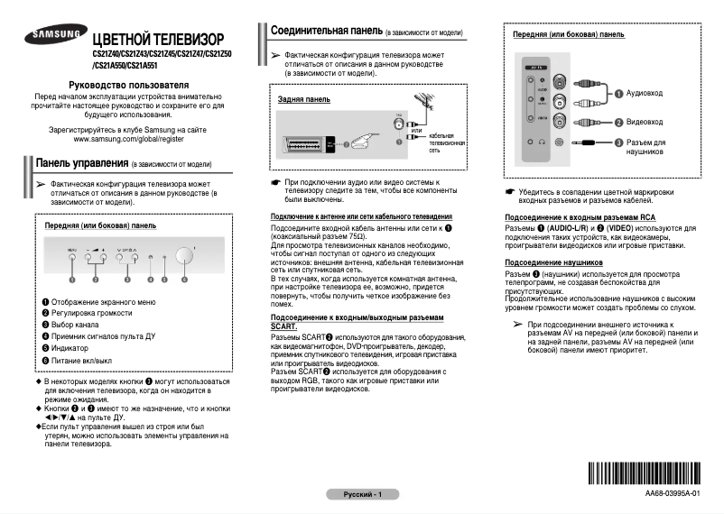 Page 1 de la notice Manuel utilisateur Samsung CS21B501HU
