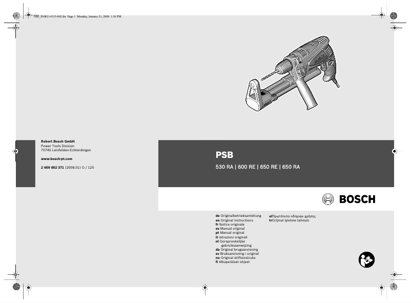 Page 1 de la notice Manuel utilisateur Bosch PSB 650 RA