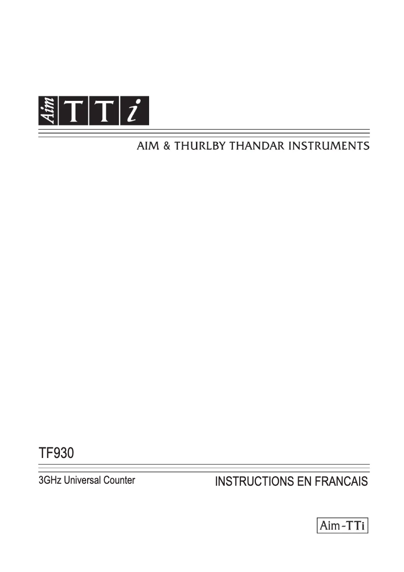 Page 1 de la notice Manuel utilisateur Aim TTi TF930