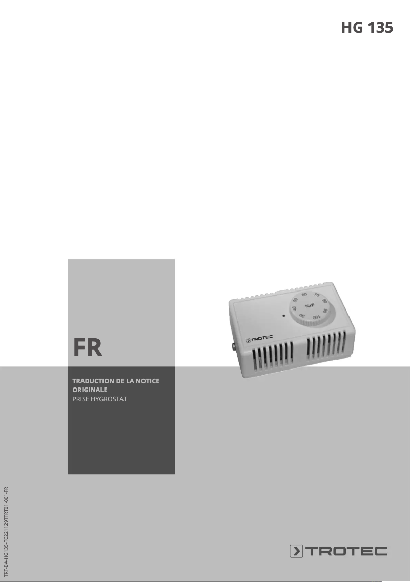Page 1 de la notice Manuel utilisateur Trotec HG 135