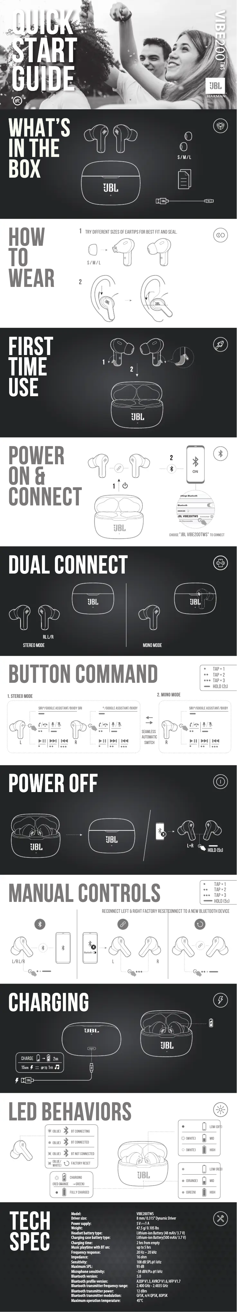 Page n°1 - Manuel utilisateur JBL Vibe 200TWS