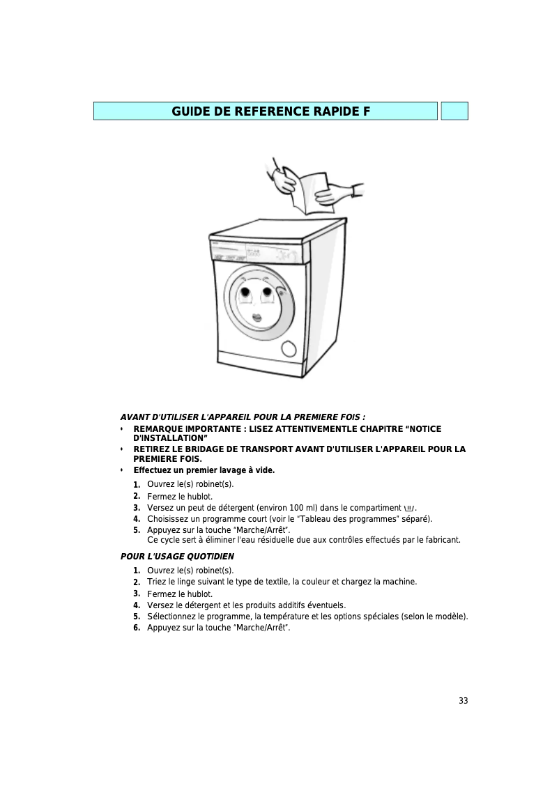 Page 1 of the manual User Manual Ignis AWP 091
