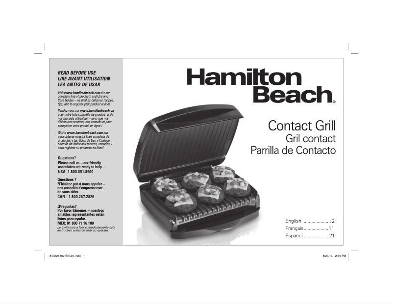 Page n°1 - Manuel utilisateur Hamilton Beach 25335
