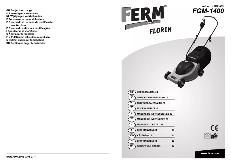 Page n°1 - Manuel utilisateur Ferm LMM1005