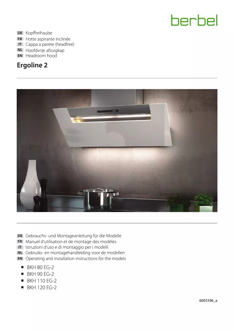 Page 1 de la notice Manuel utilisateur Berbel BKH 60 EG