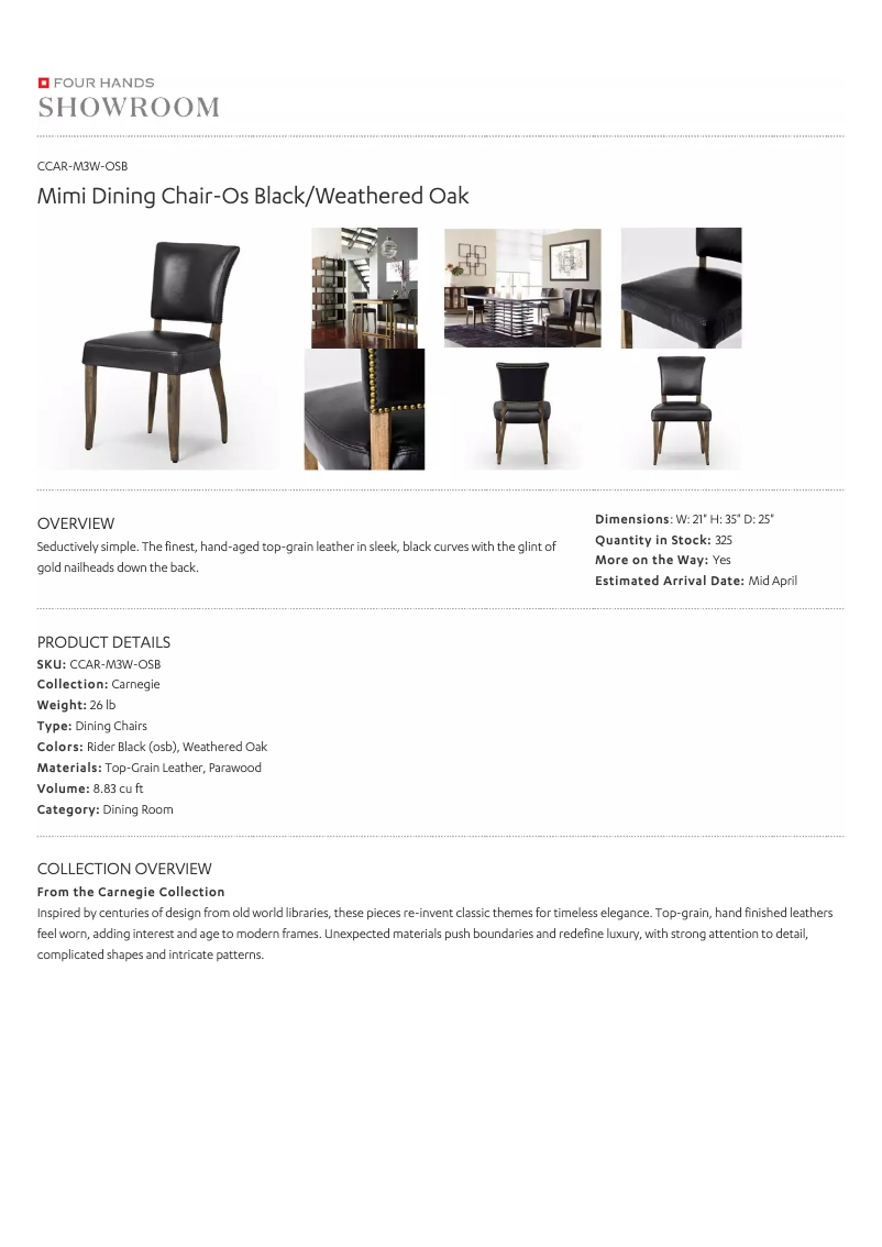 Page 1 de la notice Manuel utilisateur Four Hands CCAR-M3W-OSB