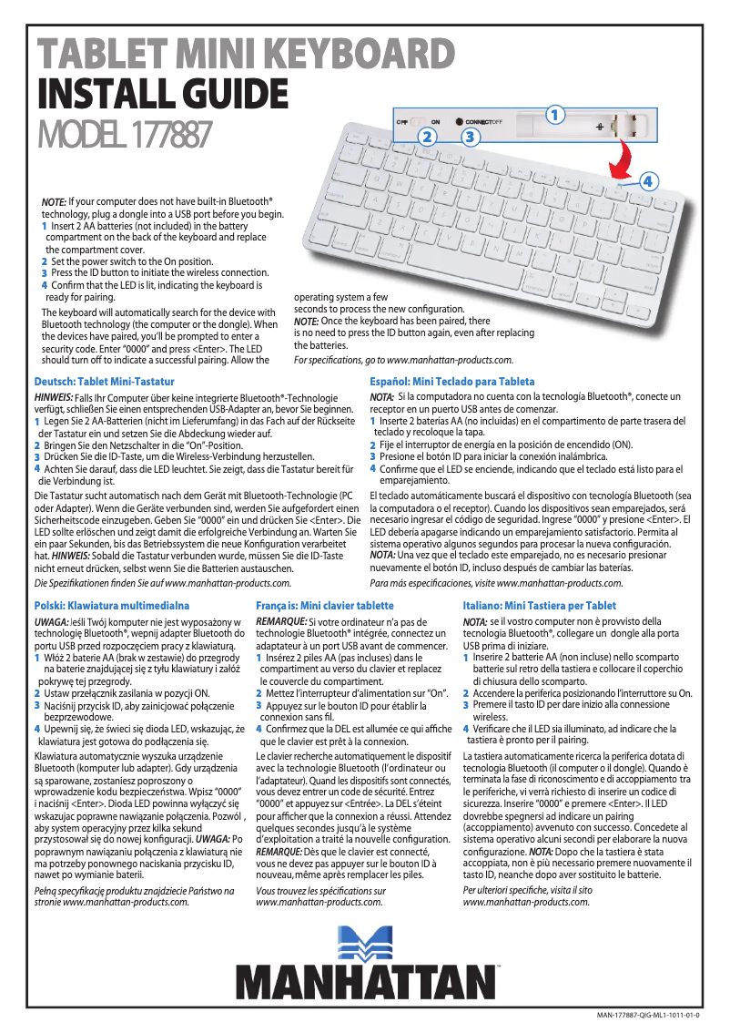 Page 1 de la notice Manuel utilisateur Manhattan 177887