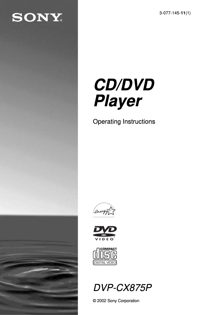 Page n°1 - Manuel utilisateur Sony DVP-CX875P
