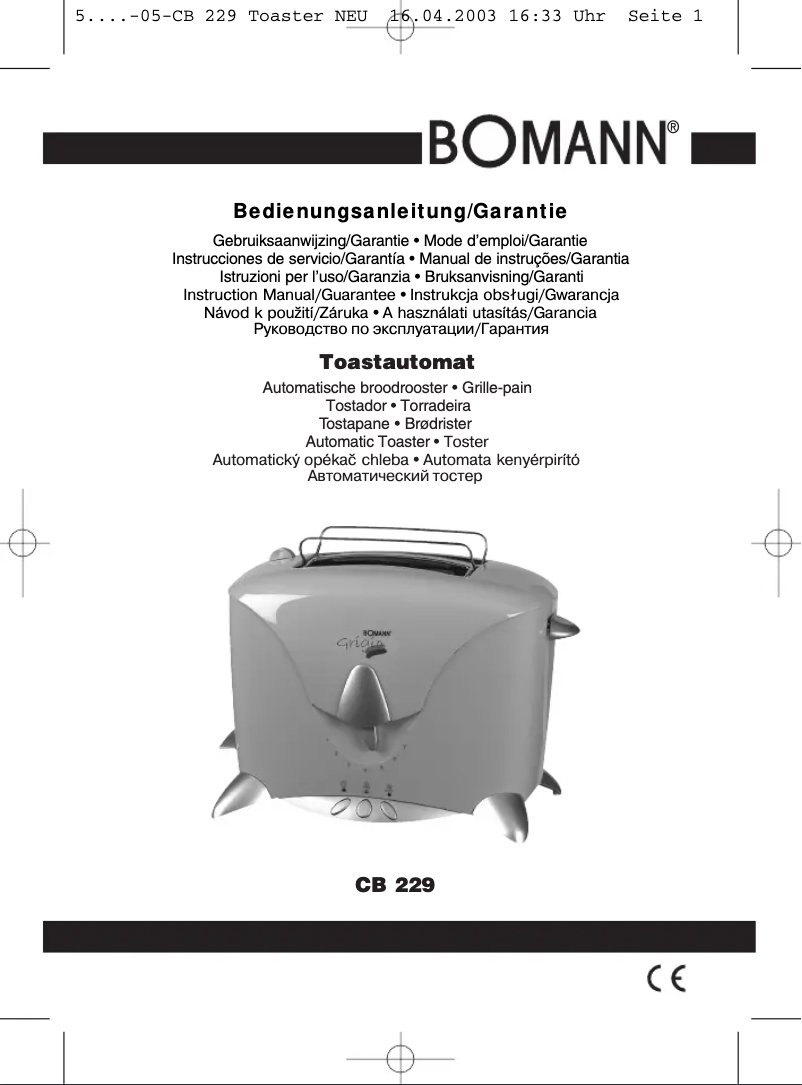 Page 1 de la notice Manuel utilisateur Bomann CB 229