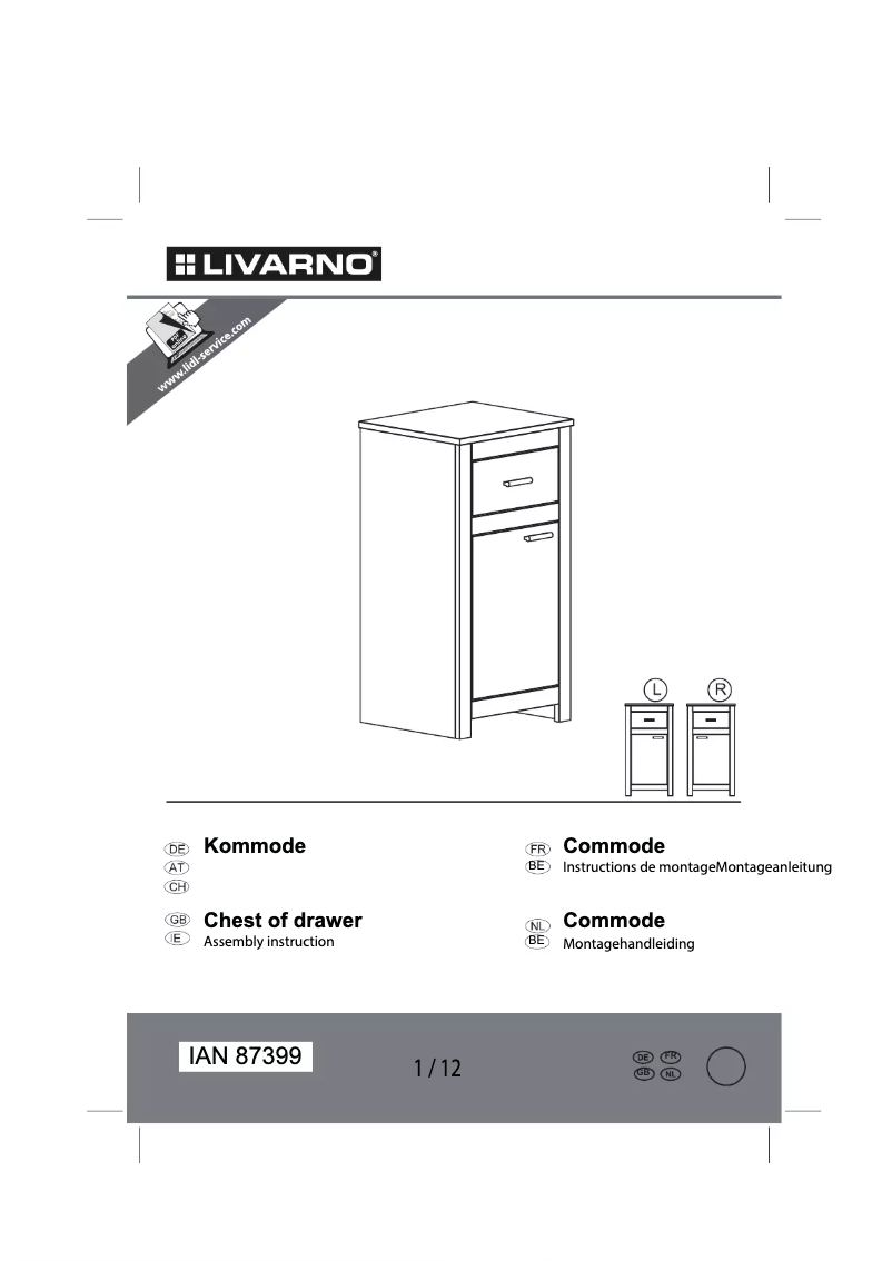 Page 1 de la notice Manuel utilisateur Livarno Lux IAN 87399