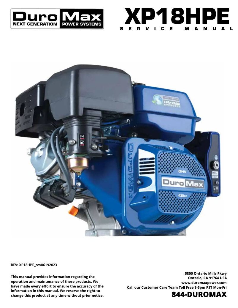Page 1 de la notice Manuel utilisateur DuroMax XP18HPE
