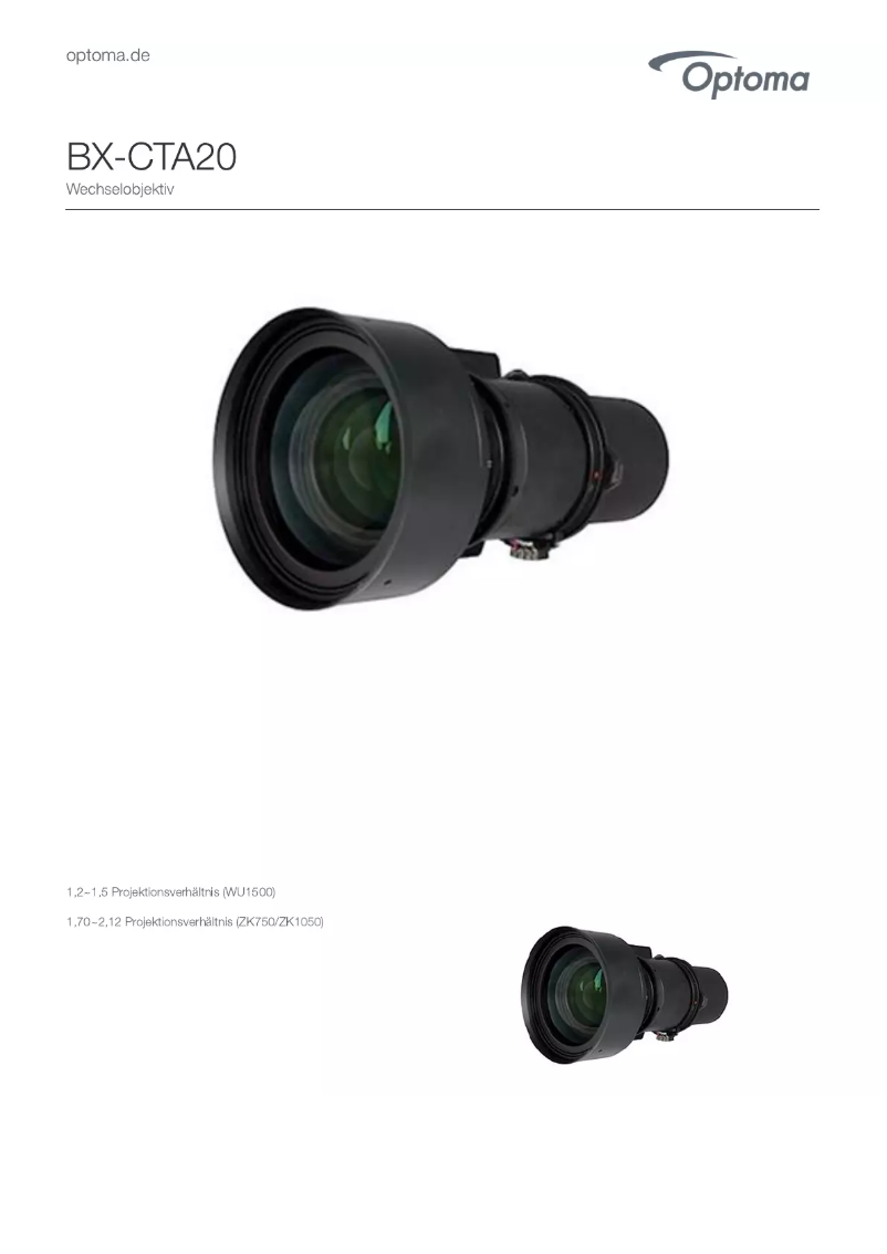 Page n°1 - Manuel utilisateur Optoma BX-CTA20