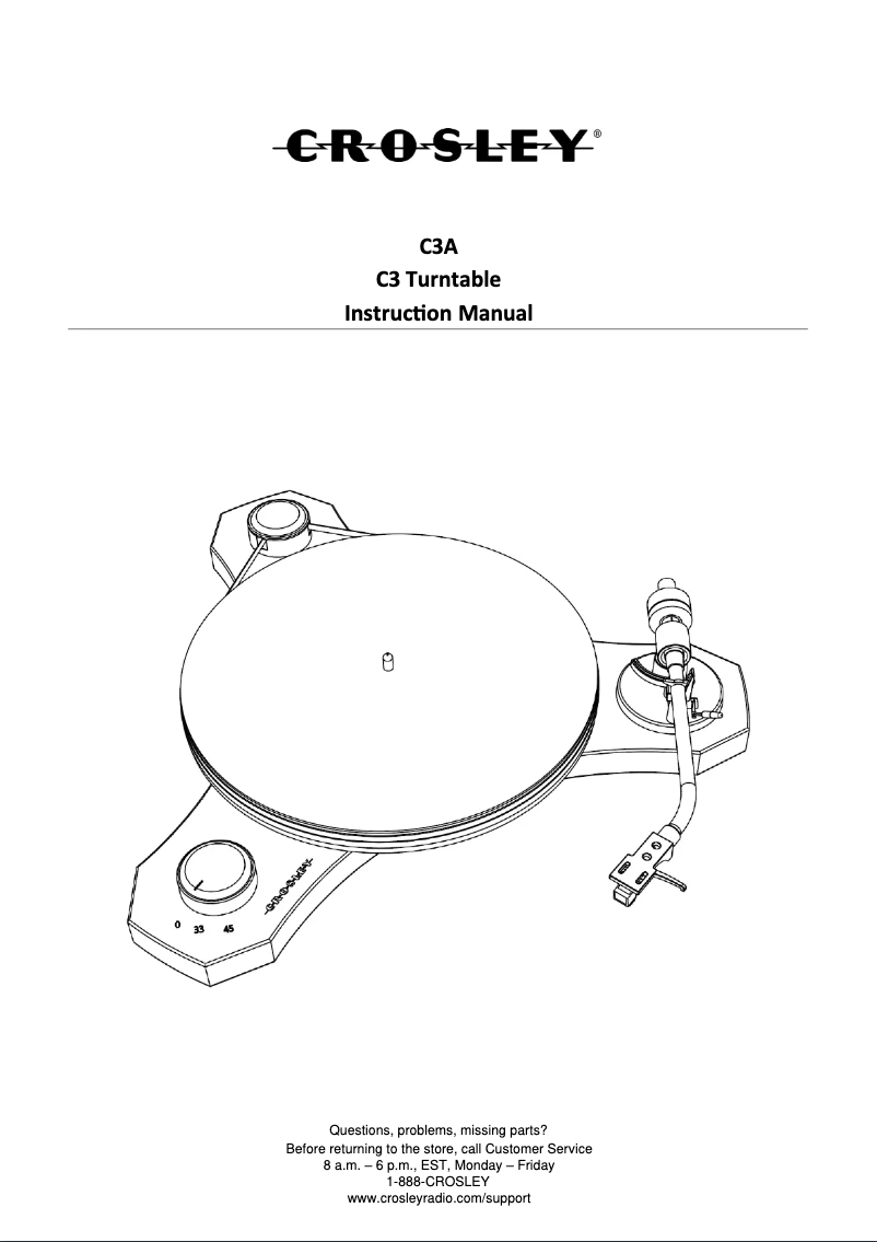 Page 1 de la notice Manuel utilisateur Crosley C3A