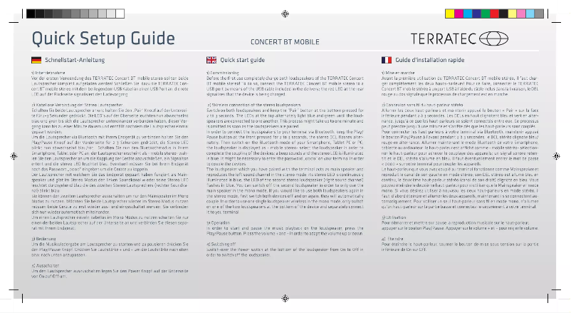 Page 1 de la notice Manuel utilisateur Terratec Concert BT mobile