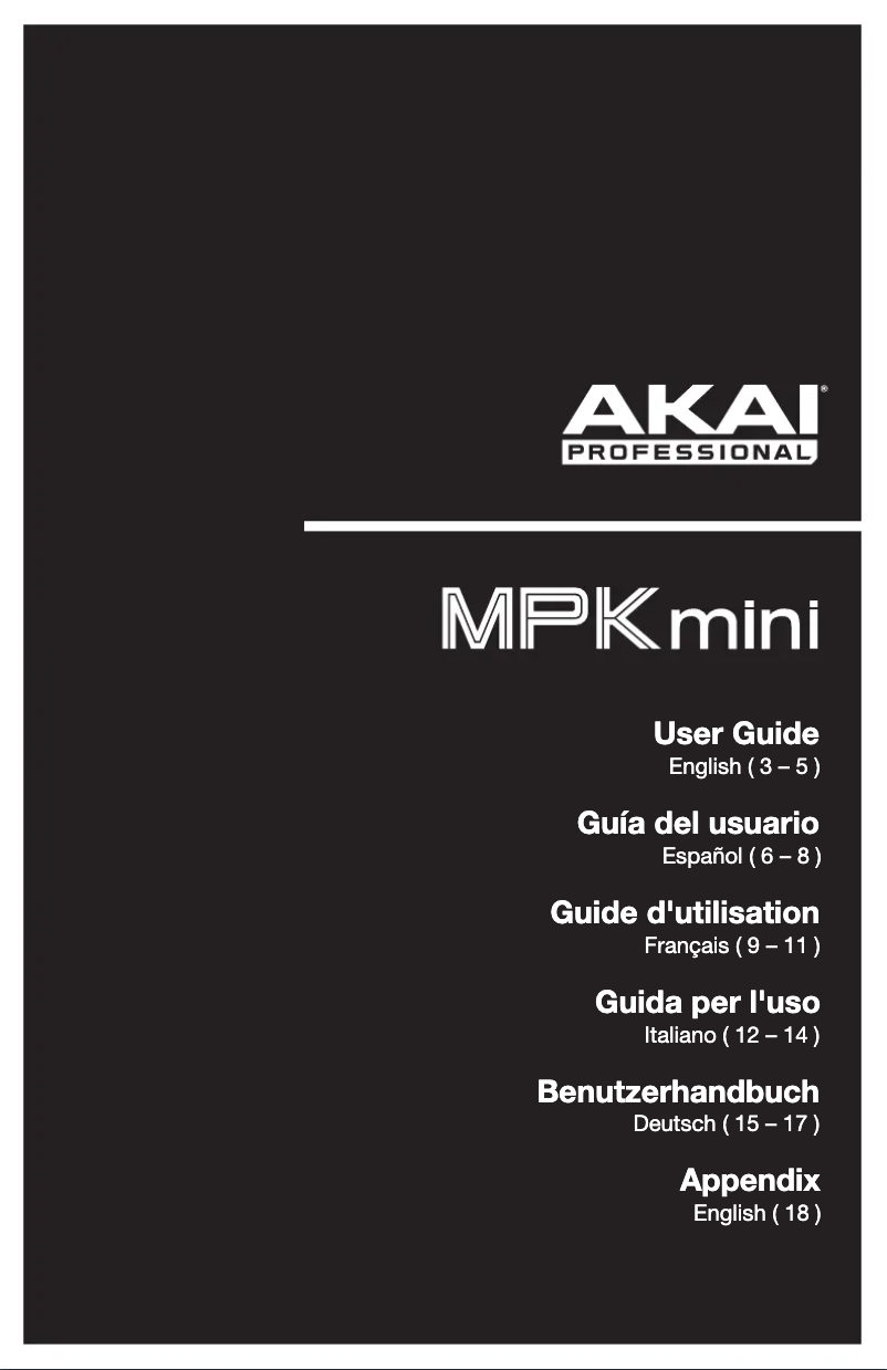 Page 1 de la notice Manuel utilisateur AKAI MPK Mini MK2