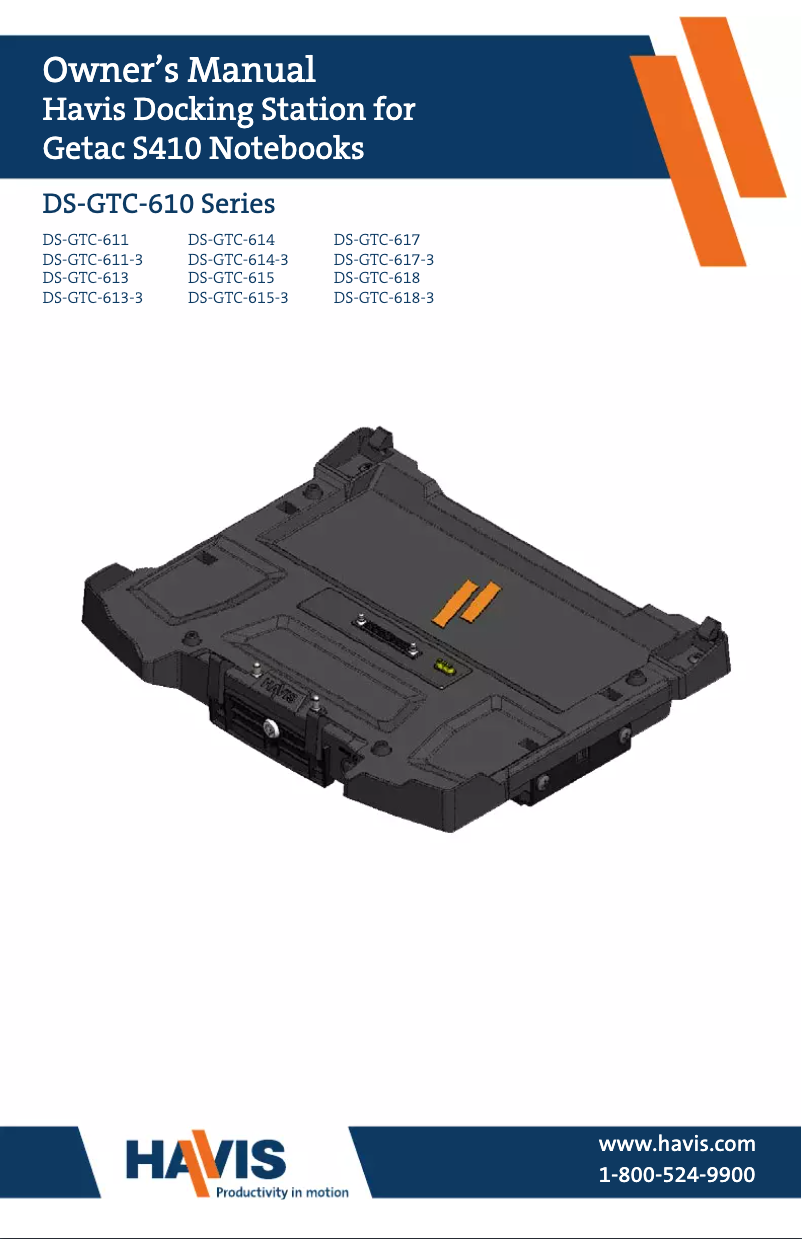 Page n°1 - Manuel utilisateur Havis PKG-DS-GTC-611-3