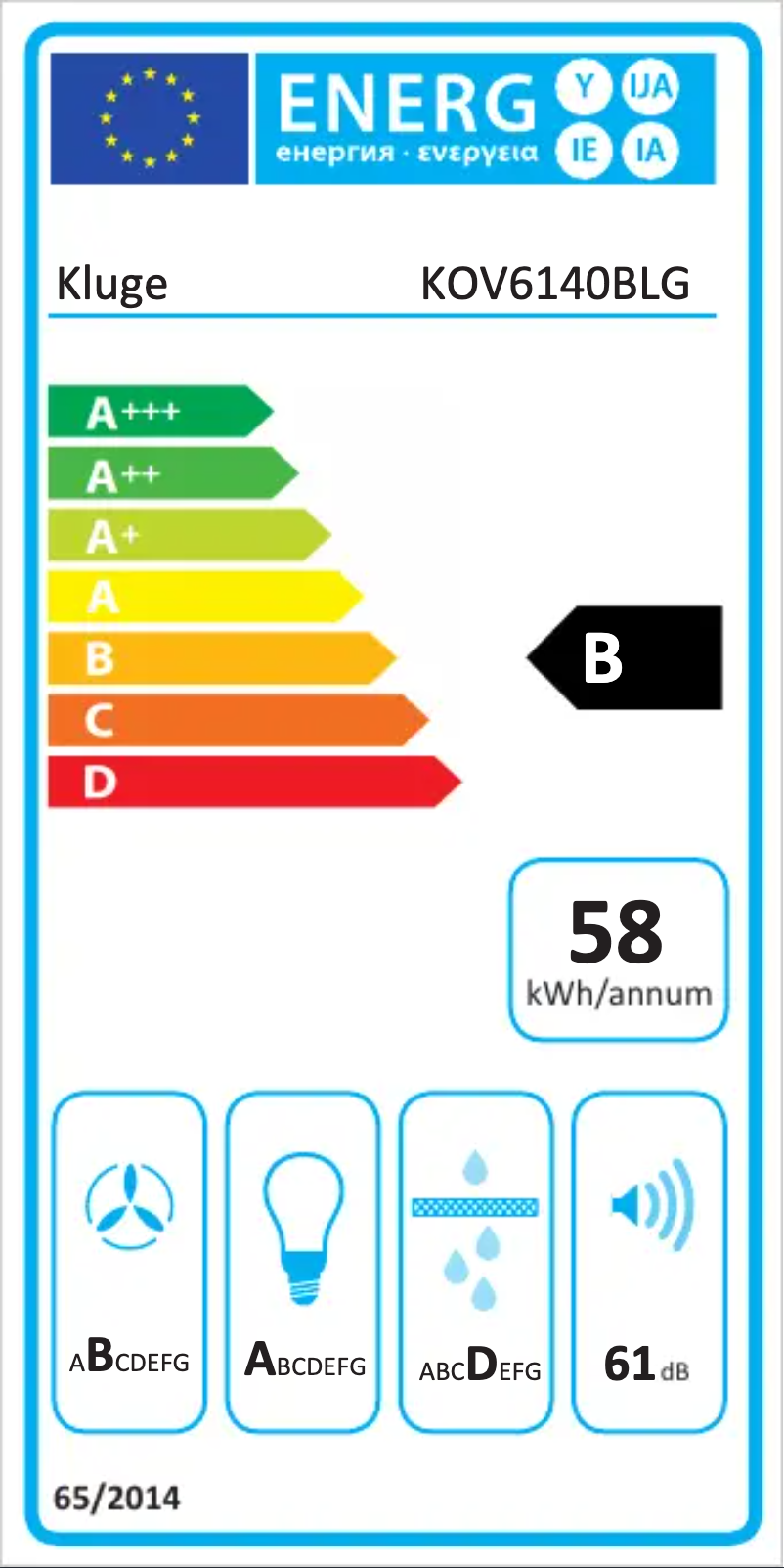 Page n°1 - Label énergétique Kluge KOV6140BLG