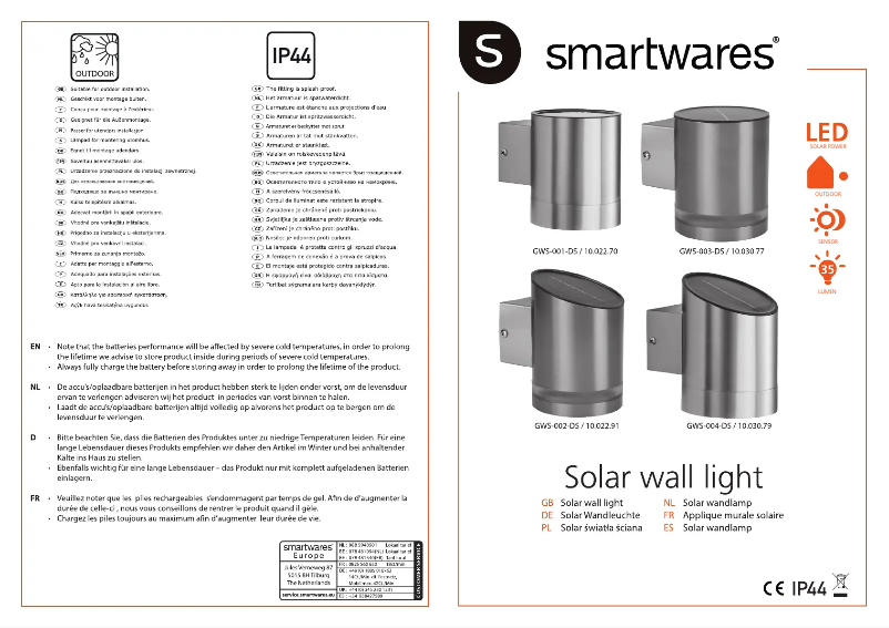 Page n°1 - Manuel utilisateur Smartwares 10.022.91