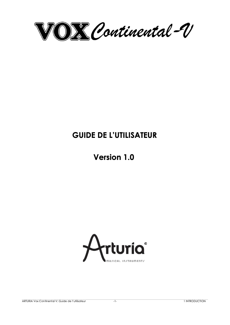 Image de la première page du manuel de l'appareil VOX Continental V