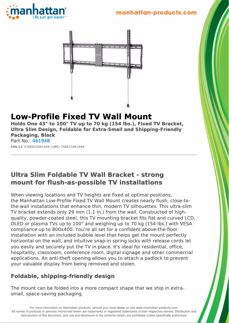 Page 1 de la notice Fiche technique Manhattan 461948