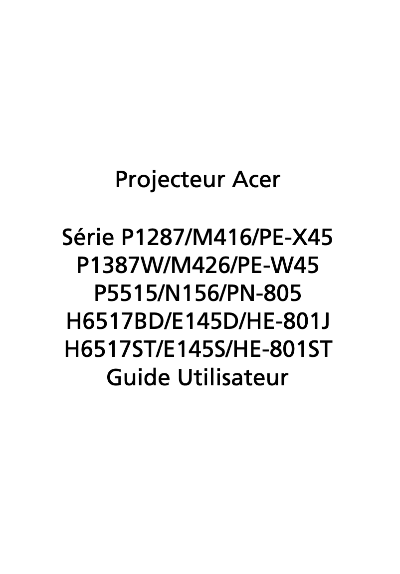 Page 1 de la notice Manuel utilisateur Acer P5515