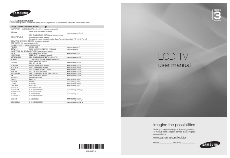 Page n°1 - Manuel utilisateur Samsung LE22B350F2W