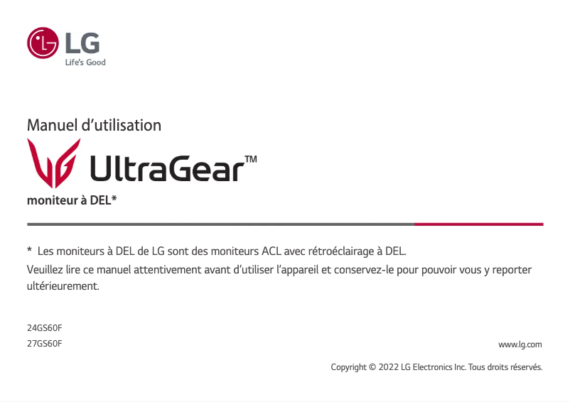 Página 1 del manual Manual de usuario LG UltraGear 24GS60F