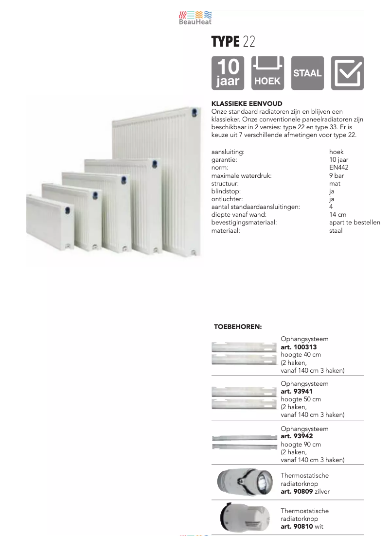 Page 1 de la notice Manuel utilisateur BeauHeat Type 22
