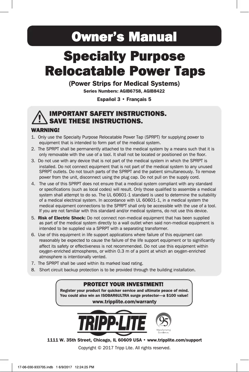 Page 1 de la notice Manuel utilisateur Tripp Lite PS-415-HG-OEMRA