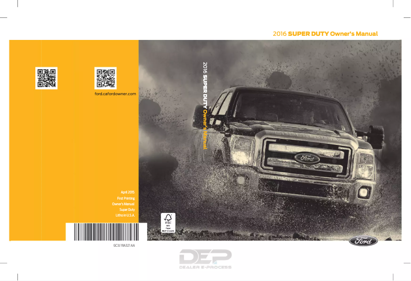 Image de la première page du manuel de l'appareil F-450 Super Duty (2016)