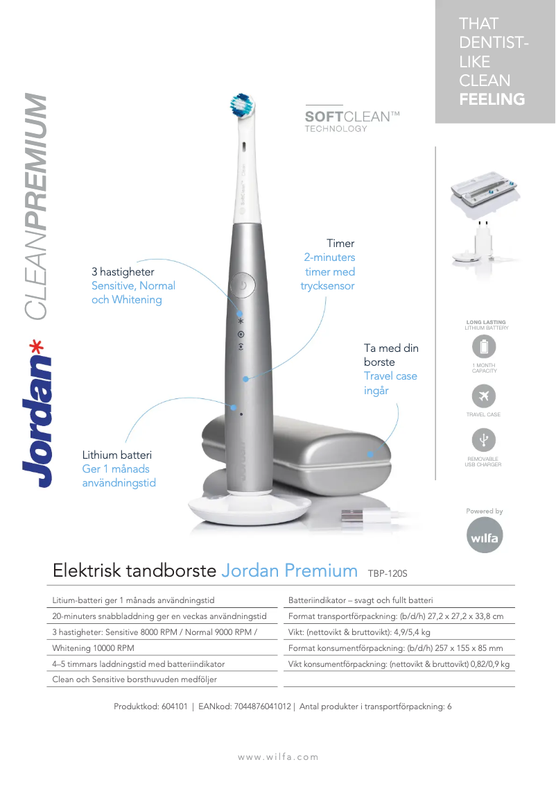 Page n°1 - Fiche technique Wilfa Jordan Clean Premium TBP-120S