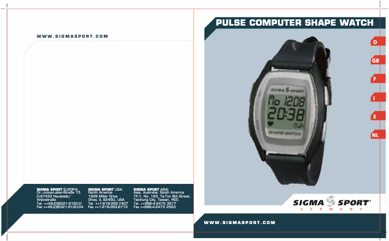 Image de la première page du manuel de l'appareil Shape Watch