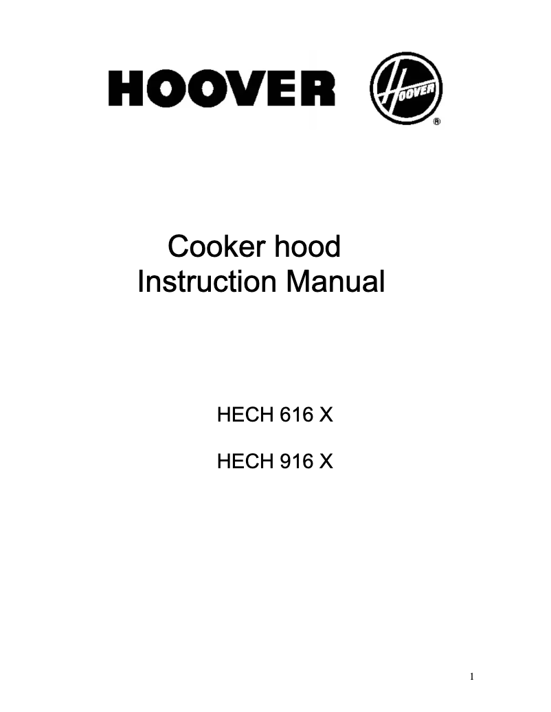 Page 1 de la notice Manuel utilisateur Hoover HECH916X