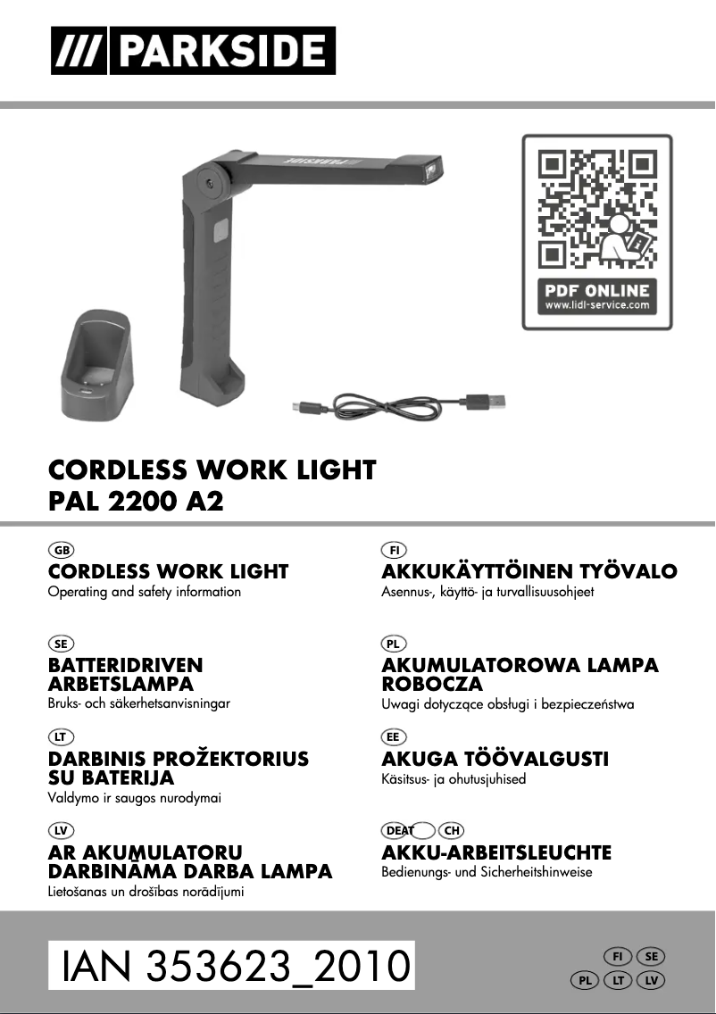 Image de la première page du manuel de l'appareil PAL 2200 A2