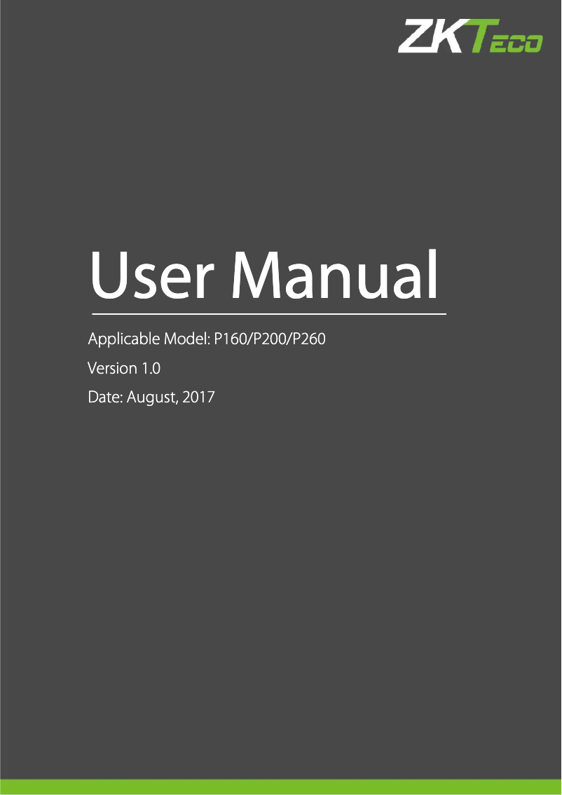 Image de la première page du manuel de l'appareil P260