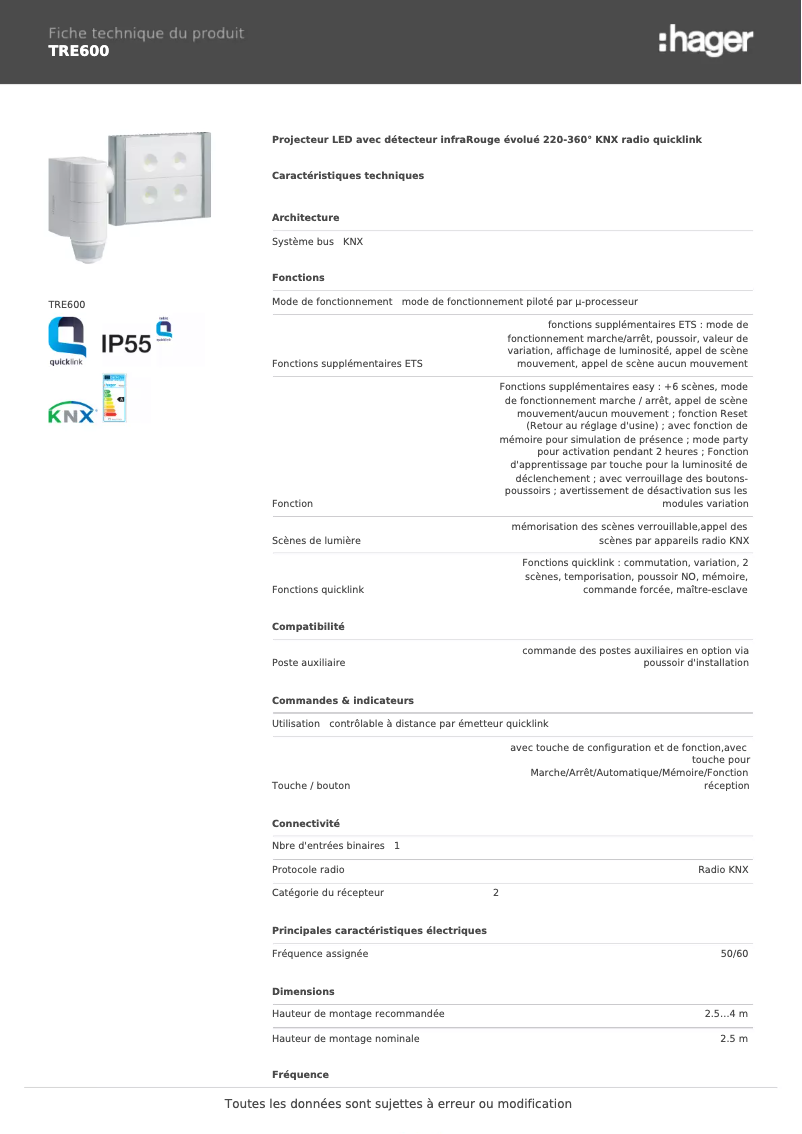 Image de la première page du manuel de l'appareil TRE600