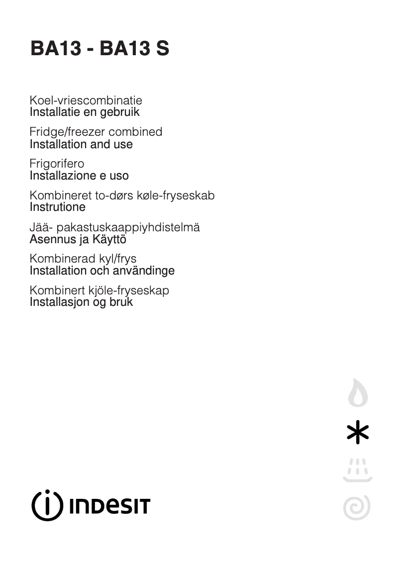 Page n°1 - Manuel utilisateur Indesit BA 13 (NL)