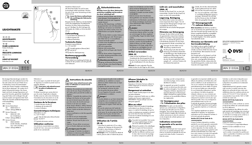 Page 1 de la notice Manuel utilisateur Playtive IAN 313526