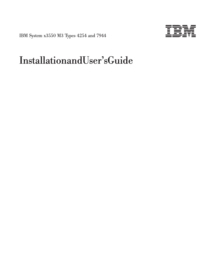 Page n°1 - Manuel utilisateur IBM System x x3550 M3