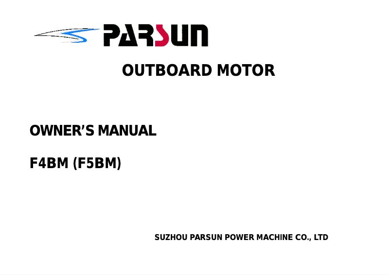 Page 1 de la notice Manuel utilisateur Parsun F4BM