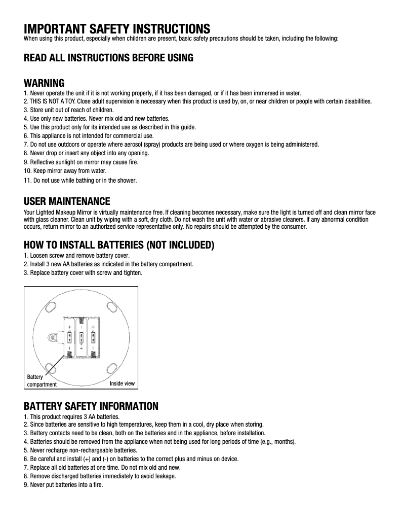 Page 1 de la notice Manuel utilisateur Conair BE4SBB