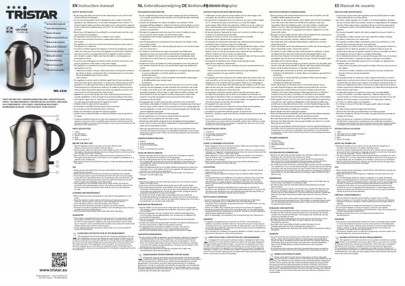 Image de la première page du manuel de l'appareil WK-3220