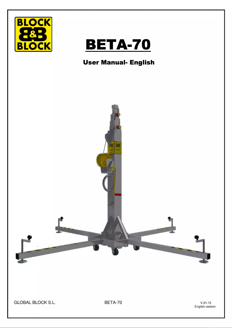 Page n°1 - Manuel utilisateur Block & Block BETA-70