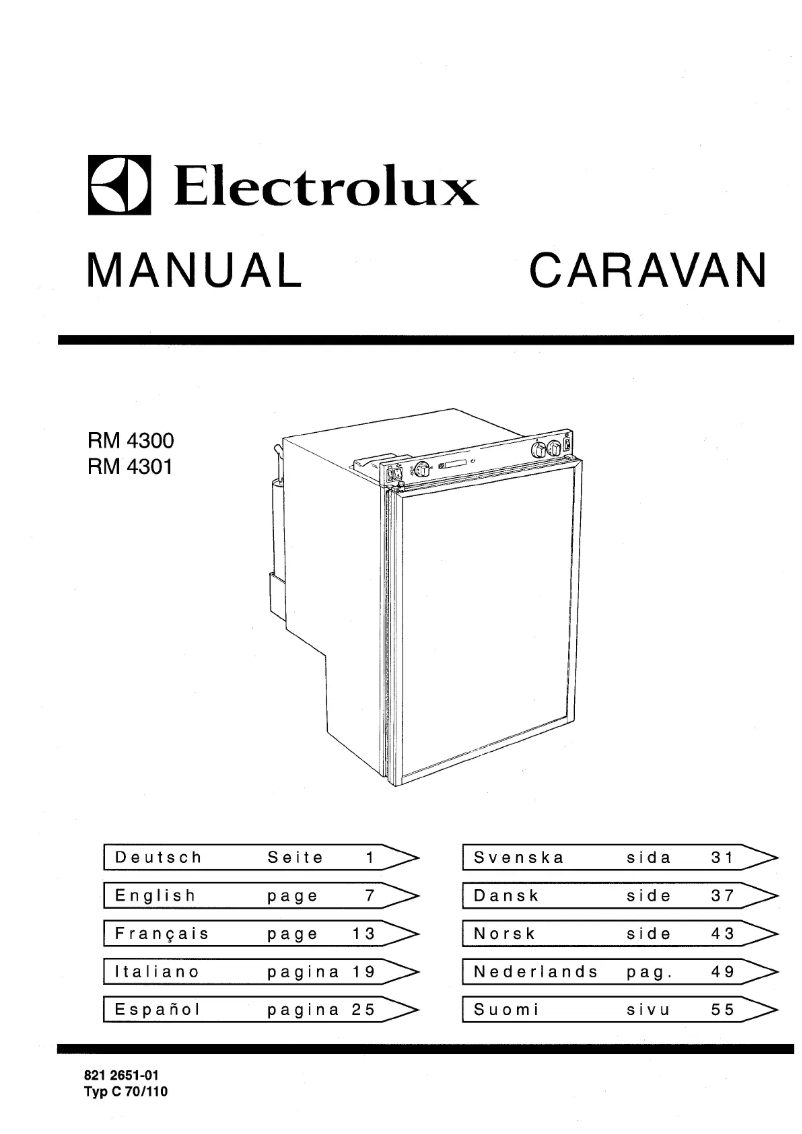 Page 1 de la notice Manuel utilisateur Electrolux RM 4301