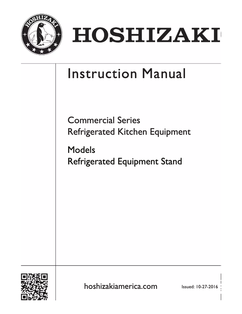Page n°1 - Manuel d'utilisation et d'entretien Hoshizaki Commercial CRES98